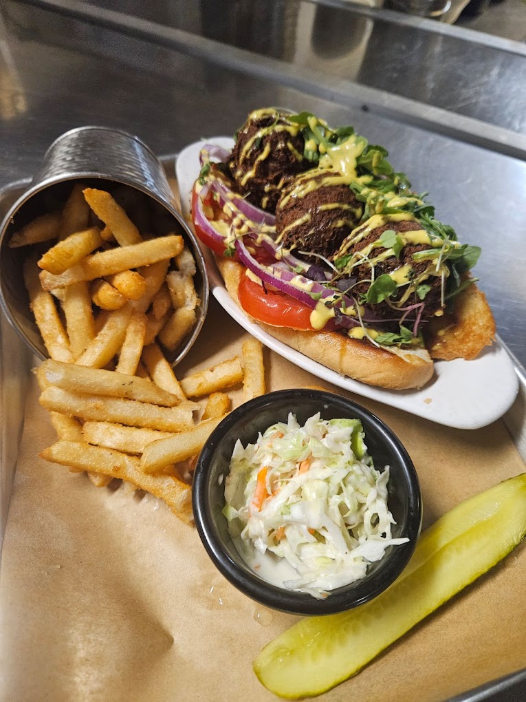 A meatball burger plate
